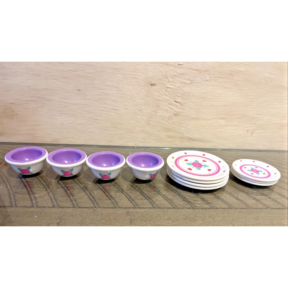 VTG Barbie Tyco Kitchen Special Occasion Hearts Roses Plates Bowls